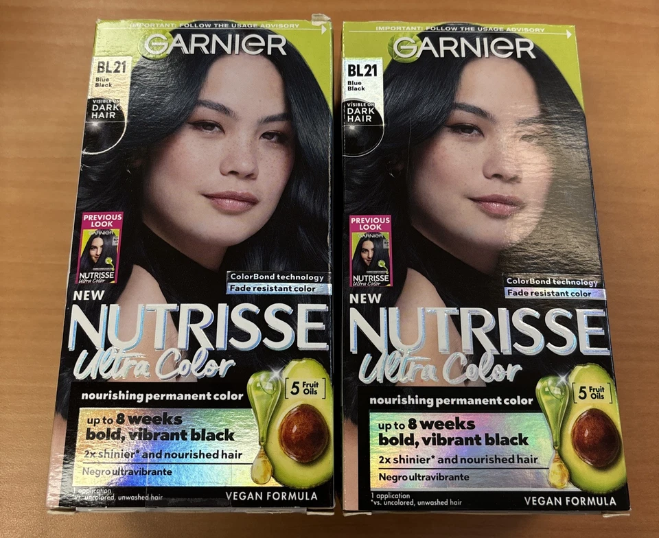 Paquete de 2 ~ Garnier Nutrisse Ultra Color Nutritivo Color Crema BL21 Azul/Negro Foto 1 de 4