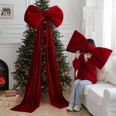 Velvet Giant Bow in Wine Red for Room For Backdrop and Event Decorations - Image 1 of 4