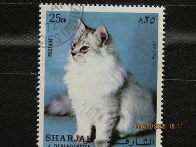 The listing:(1)SHARJAH & DEPENDENCIES 1972 Chinchilla Persian Cat Stamp-CTO-MNH - Image 1 of 4