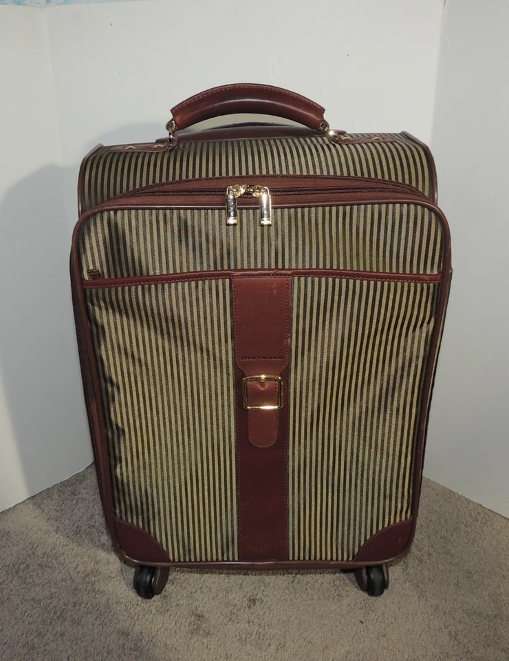 Equipaje expandible Hartmann Wings 20" dorado/negro a rayas de cuero recortado giratorio Foto 1 de 4