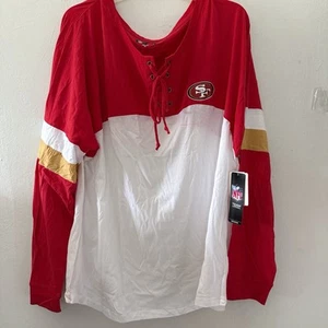 San Francisco 49ers NFL Team Apparel Women’s Lace Up Plus T-Size Shirt Size 2XL - Picture 1 of 4