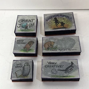 Vtg Classic Winnie The Pooh Rubber Stamp Set All Night Media Rare Used - Picture 1 of 4