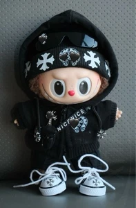 Juguete de peluche POPMART Labubu ropa de vestir lindo negro de Japón - Imagen 1 de 3
