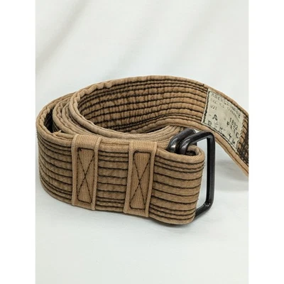 Y2K Abercrombie & Fitch Military Double D-Ring Belt Men 46.5" Beige-Brown Chunky - Image 1 of 4