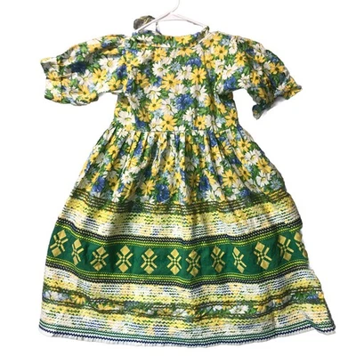 Vestido Seminole Nativo Americano Patchwork Niños’s Child Vintage Hecho a Mano Foto 1 de 4