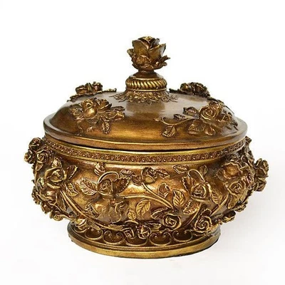 Golden Garden Table 装饰首饰或饰品盒 带可拆卸盖 — 第 1/4 张图片