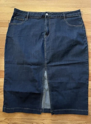 NEW Bloomingdale’s Bagatelle Slit Denim Blue Skirt 2X Women’s Plus Orig $225 - Image 1 of 4