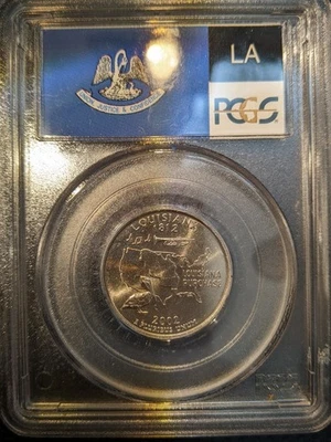 2002-d PCGS MS-68 LA Louisiana Washington State Quarter Flag Holder pop 94/0 - Image 1 of 2