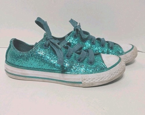 Converse All Star taglia 13 giovani verde glitter basse