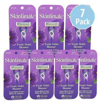 Skintimate Exotic Violet Blooms Disposable Razors 4 Ct 7 Pack New - Image 1 of 2