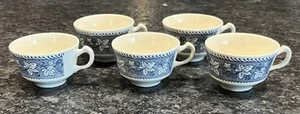 5 Homer Laughlin Stratwood Collection Shakespeare Country Blue Leaves Flat Cups - Picture 1 of 4