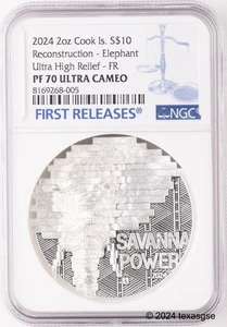2024 Cook Islands Silver 2oz $10 Elephant NGC PF70 First Release - Picture 1 of 2