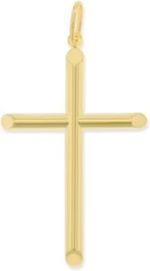 Floreo 10k Yellow Gold Classic Cross Charm Pendant - Picture 1 of 12