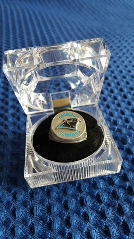 CAROLINA PANTHERS RINGS HAND PAINTED  PEWTER  WITH TEAM LOGO SIZE  9 NEW Cover