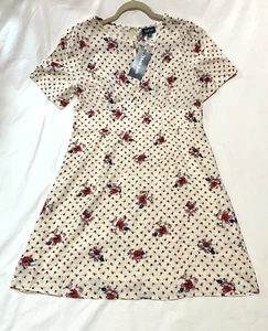 ModCloth The Keyhole Story A-Line Dress White Floral Empire Size 14 NWT - Picture 1 of 15