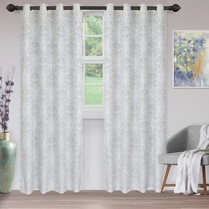 Panel de cortina superior Lotus Jacquard Premium 2 piezas, gris claro, 52” W x 84” L - Imagen 1 de 6