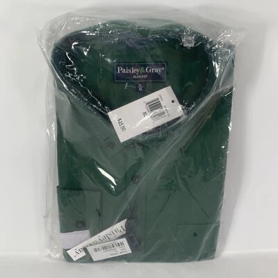 Camisa Paisley & Gris Para Hombre XL 18 Manga Larga Calce Ajustado Abotonada NUEVA NUEVA CON ETIQUETAS PRECIO DE VENTA SUGERIDO POR EL FABRICANTE $95 Foto 1 de 4
