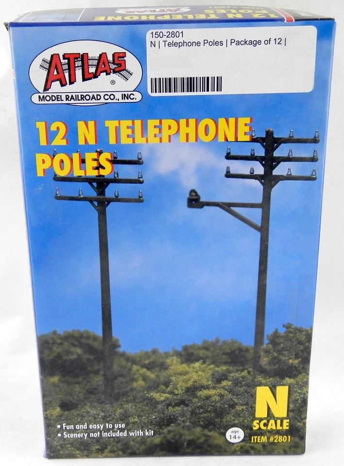 N Scale Telephone Poles (12 pcs) - Atlas #2801 - Image 1 of 1