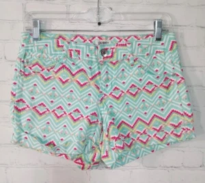 Size 10 Celebrity Pink Girl's Aztec Printed Mint Green/Pink Shorts - Picture 1 of 2