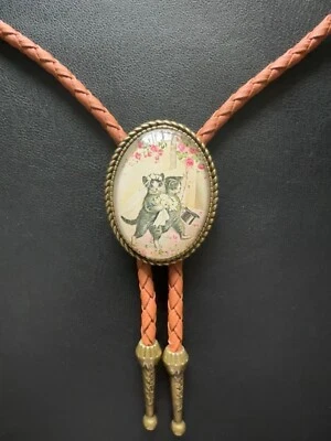 US Stock Vintage Wedding Cats Bolo Tie Mens Western Cowboy Necklace Wedding GIFT - Image 1 of 4