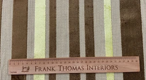 Stripe Velvet Chenille Fabric Lime Brown Linen Curtain Blind Material - Picture 1 of 6