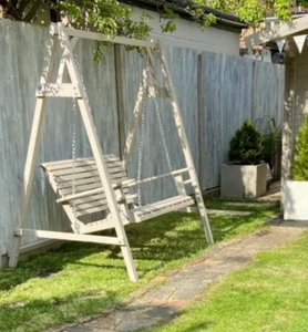 Wooden Swing Bench Rustic Garden 2 Seater Hammock Outdoor Hanging Patio Chair - Picture 1 of 30