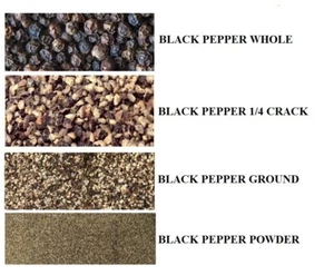 PREMIUM PEPPER PEPPERCORNS BLACK WHOLE/CRACK/POWDER INDIA 4OZ-5 LB - Picture 1 of 5
