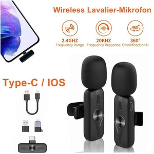 2er Bluetooth Wireless Lavalier Mikrofon Mini Ansteckmikrofon Handy-Live-Stream - Bild 1 von 1