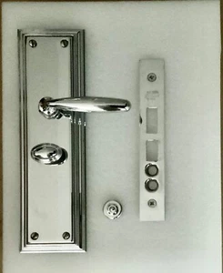 Baldwin Brass polished chrome interior entry lever handset, mortise plate, cover - Picture 1 of 3