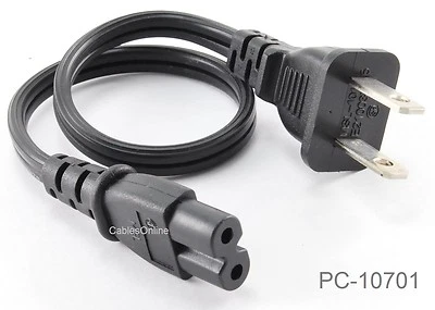 1ft 2Prong Figure8 Replacement Non-Polarized Computer Power Cord Cable, PC-10701 - Image 1 of 4