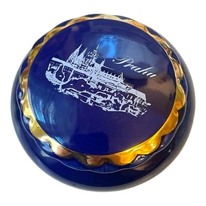 Vintage Czech Republic Victoria Trinket Box Cobalt Blue Tourist Prague - Picture 1 of 5