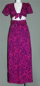 2-teilig Vintage High Tide Rindenstoff langer Wickelrock & kurzes Oberteil vorne zum Binden Damen M? EXC - Bild 1 von 1