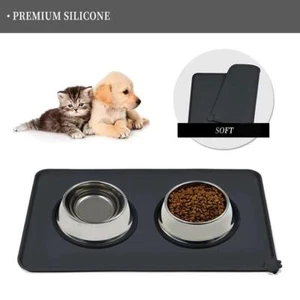 Cat Dog Food Mat For Pet Feeding Bowl Floors Waterproof U NonSlip Silicone Z8O9 - Picture 1 of 13