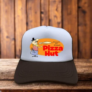 Pizza Hut Unisex Trucker Hat Brown Snapback 70s Vintage Logo Baseball Cap - Picture 1 of 7
