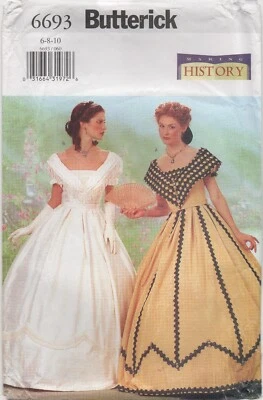 Butterick Sewing Pattern 6693 Dress Historical Costume Boned Long Sz 6 8 10 New - Image 1 of 4