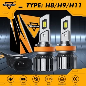 AUXBEAM Canbus H9 H11 LED Headlight Bulbs Kit 25000LM 6500K Bright High/Low Beam - Picture 1 of 12