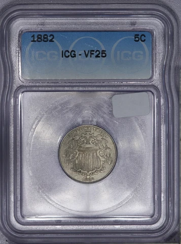 1882 Shield Nickel 5c ICG VF25 Cover