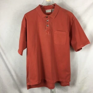 Orvis Mens Polo Shirt Short Sleeve Metal Fish Buttons Distressed Red L - Picture 1 of 12