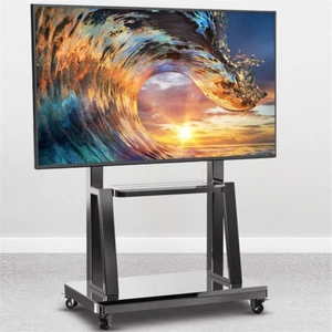 Adjustable Mobile TV Stand Mount Universal Flat Screen Rolling TV Cart 32-80" - Picture 1 of 12