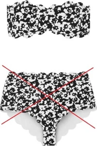 NUEVO SIN ETIQUETAS TOP BIKINI MARYSIA FESTONEADO MOTT BANDEAU HIBISCO BLANCO NEGRO FLORAL L - Imagen 1 de 8