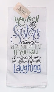 Cracker Barrel SISTERS Hand Towel Kitchen Tea Towel Laughing Humor Love - Picture 1 of 3