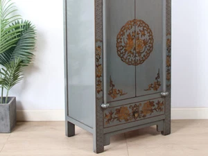 Chinesischer Hochzeitsschrank 2 Türen 1 Schublade bemalt #M-HOC-A72G - Bild 1 von 6