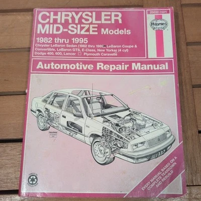 Haynes Automotriz Reparación Manuel 25030 (1337) Chrysler Mediano 1982-1995 Foto 1 de 3