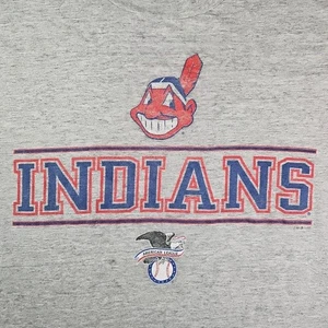 Camicia vintage Cleveland Indians 1995 punto singolo effetto invecchiato XL USA Chief Wahoo - Foto 1 di 9