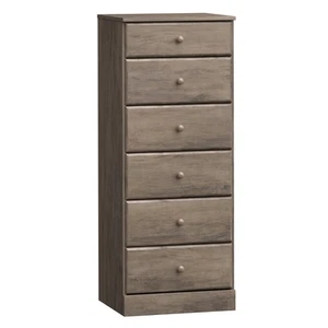 Astrid Tall Gray Dresser: 16.5"D x 19.75"W x 50"H, 6-Drawer Chest for Bedroom... - Picture 1 of 9