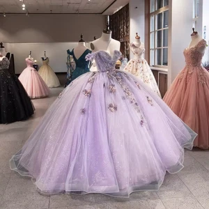 Vestidos de quinceañera lavanda 3D flores precio dulce 15 16 vestidos de fiesta - Imagen 1 de 9