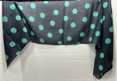 ¿Seda azul marino? Bufanda con lunares verdes rectangular transparente 51”x14” sin marca LEER Foto 1 de 4