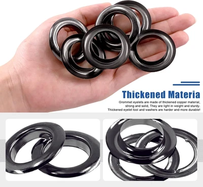 Утолщенные люверсы 25 мм/1 дюйм из черного металла с комплектом шайб для... - Изображение 1 из 4