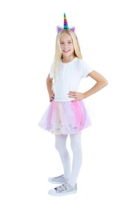 Smiffys Rainbow Unicorn Kit Printed Tutu & Headband, Girls Fancy Dress, Child Dr - Picture 1 of 1