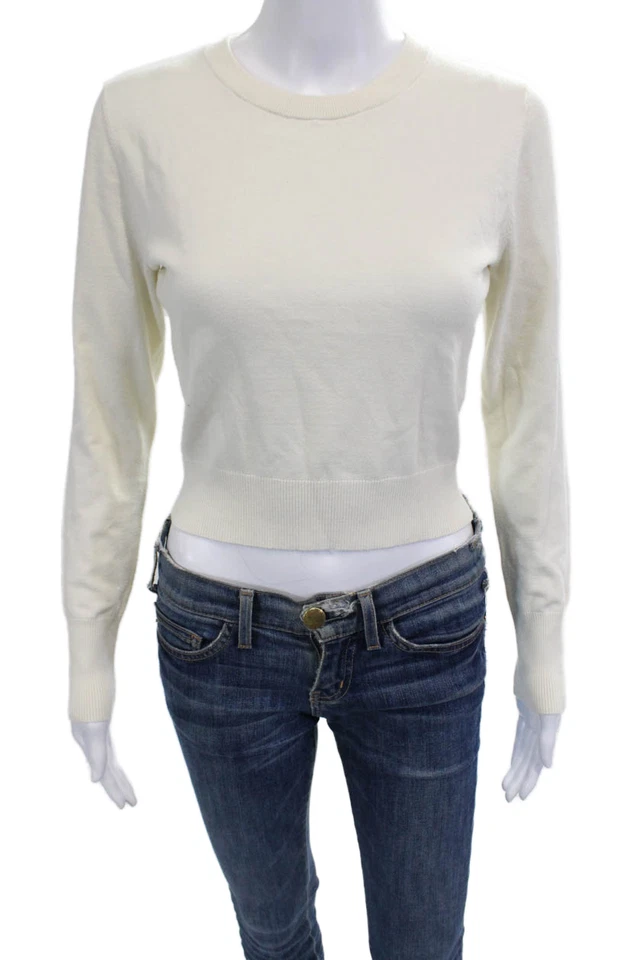 Pulôver feminino Intermix bege gola redonda manga longa botão tamanho M - Imagem 1 de 4